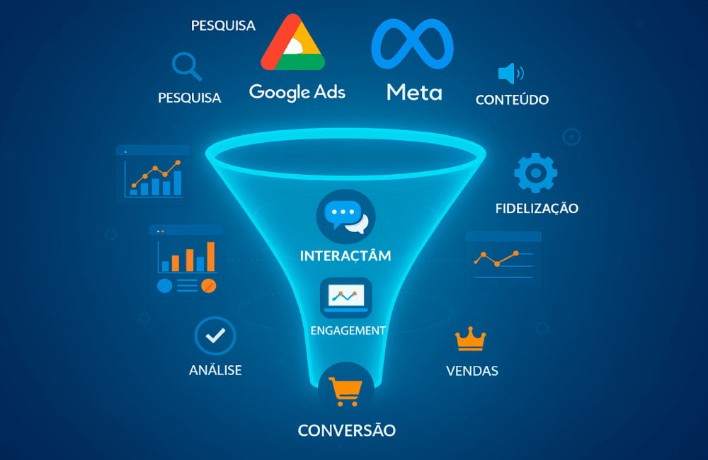 Desvendando o Funil de Vendas com Google Ads, Links Patrocinados Meta e Análise de Dados